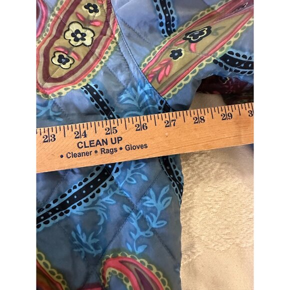 VTG Robert Stock Ltd Quilted Silk Bomber Jacket Retro Paisley Blue Multi-Color L - Picture 7 of 12